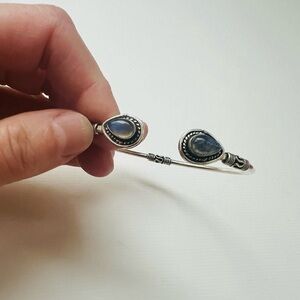 Tibetan silver teardrop moonstone labradorite bangle bracelet
